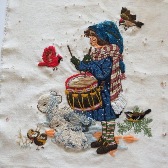 Little Drummer Boy Embroidered Crewel Completed Tapestry Not Framed - Picture 15 of 15